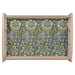 William Morris Kennet Floral Wallpaper Blue Gold Serving Tray