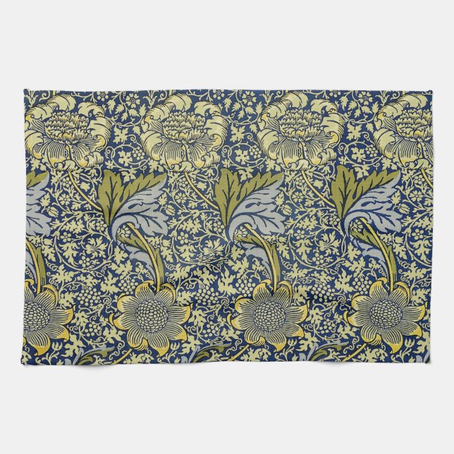 William Morris Kennet Floral Wallpaper Blue Kitchen Towel (Horizontal)
