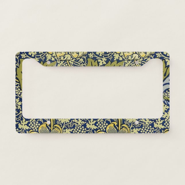 William Morris Kennet Floral Wallpaper Blue License Plate Frame (Front)