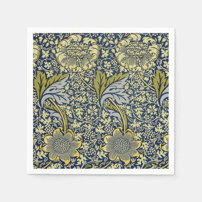 William Morris Kennet Floral Wallpaper Blue Napkins (Front)