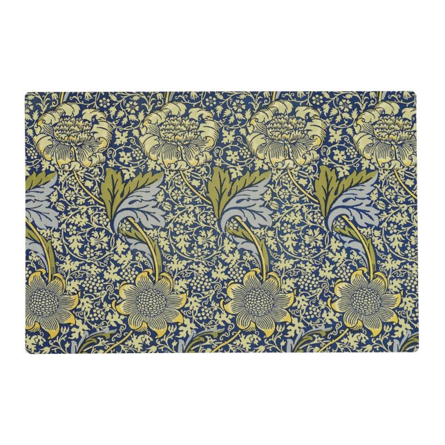 William Morris Kennet Floral Wallpaper Blue Placemat (Front)