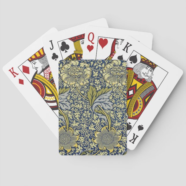 William Morris Kennet Floral Wallpaper Blue Poker Cards (Back)