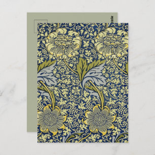 William Morris Kennet Floral Wallpaper Blue Postcard
