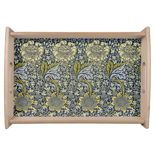 William Morris Kennet Floral Wallpaper Blue Serving Tray (Front)
