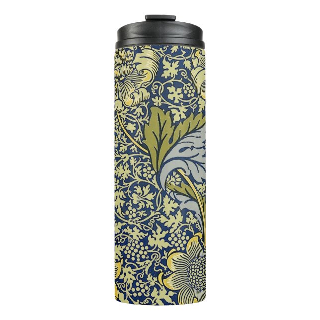 William Morris Kennet Floral Wallpaper Blue Thermal Tumbler (Front)