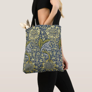 William Morris Kennet Floral Wallpaper Blue Tote Bag