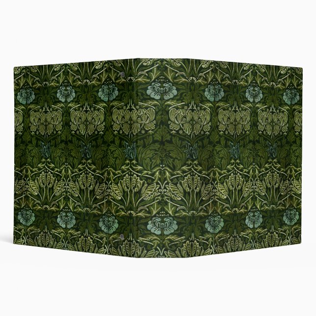 William Morris Large Green Leaves & Blue Flower 3 Ring Binder (Background)