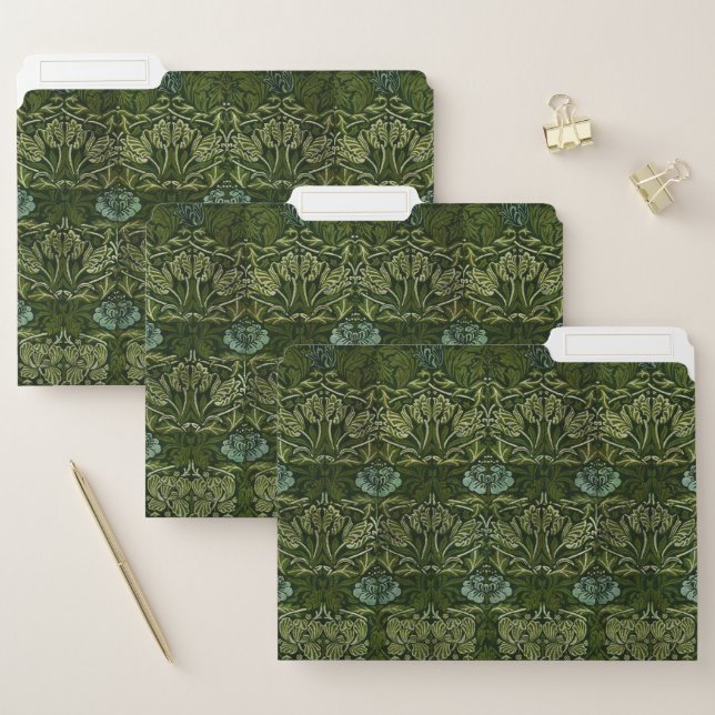 William Morris Large Green Leaves & Blue Flower File Folder (Set)