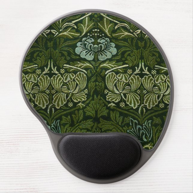 William Morris Large Green Leaves & Blue Flower Gel Mouse Pad (Front)