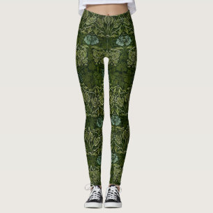 William Morris Large Green Leaves & Blue Flower Leggings