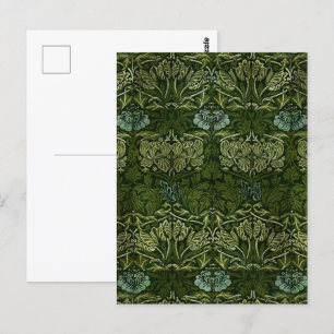 William Morris Large Green Leaves & Blue Flower Postcard