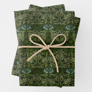 William Morris Large Green Tulip Rose Wallpaper Wrapping Paper Sheets