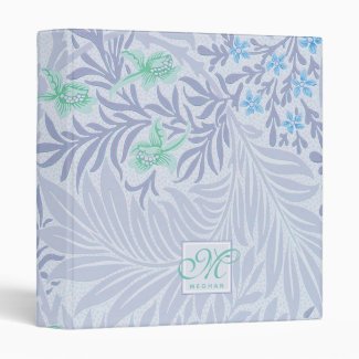 William Morris - Larkspur - Blue Flowers & Leaves 3 Ring Binder