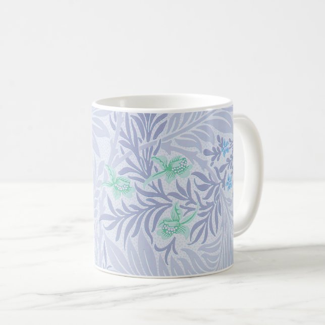 William Morris - Larkspur - Blue Flowers & Leaves Coffee Mug (Front Right)