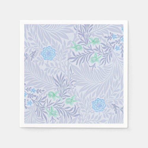 William Morris _ Larkspur _ Blue Flowers  Leaves Napkins