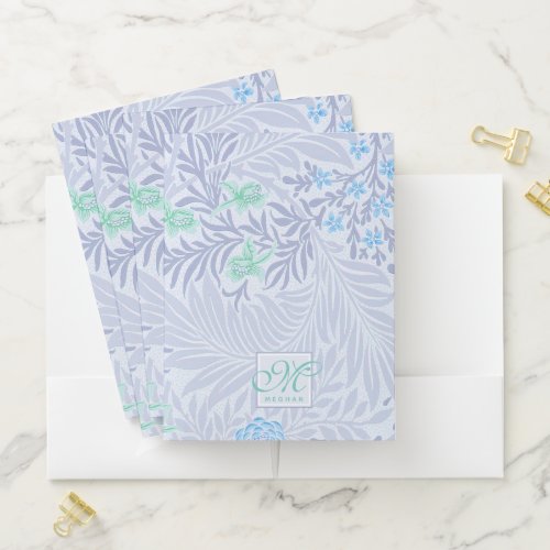 William Morris _ Larkspur _ Blue Flowers  Leaves Pocket Folder