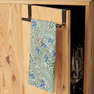 William Morris Larkspur Floral Green Pink Blue Kitchen Towel
