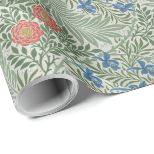 William Morris Larkspur Floral Green Pink Blue  Wrapping Paper