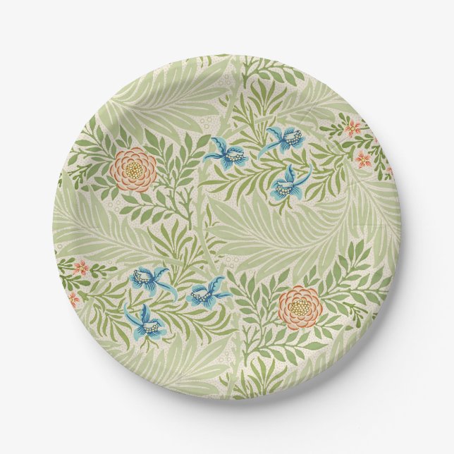 William Morris Larkspur Floral Pattern Paper Plates (Front)