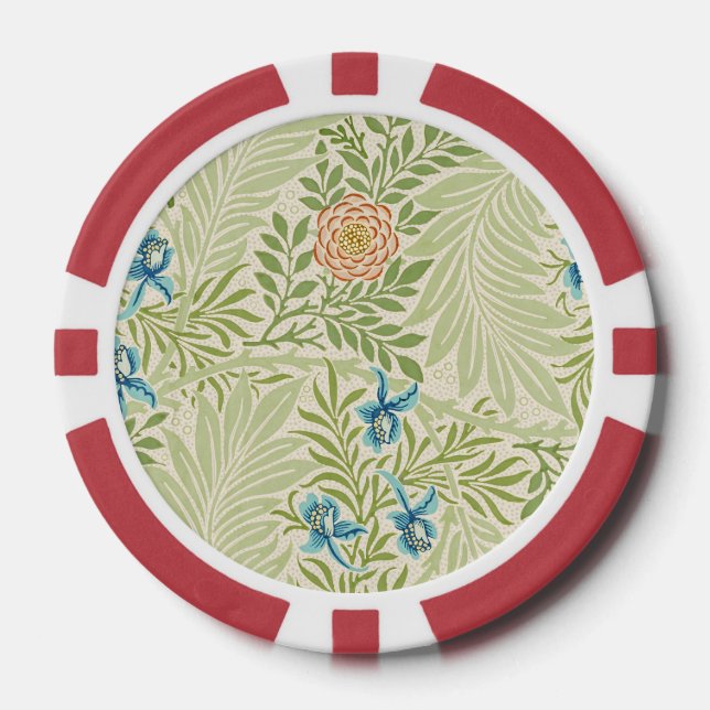 William Morris Larkspur Floral Pattern Poker Chips (Front)