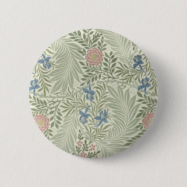 William Morris Larkspur Floral Wallpaper Button (Front)
