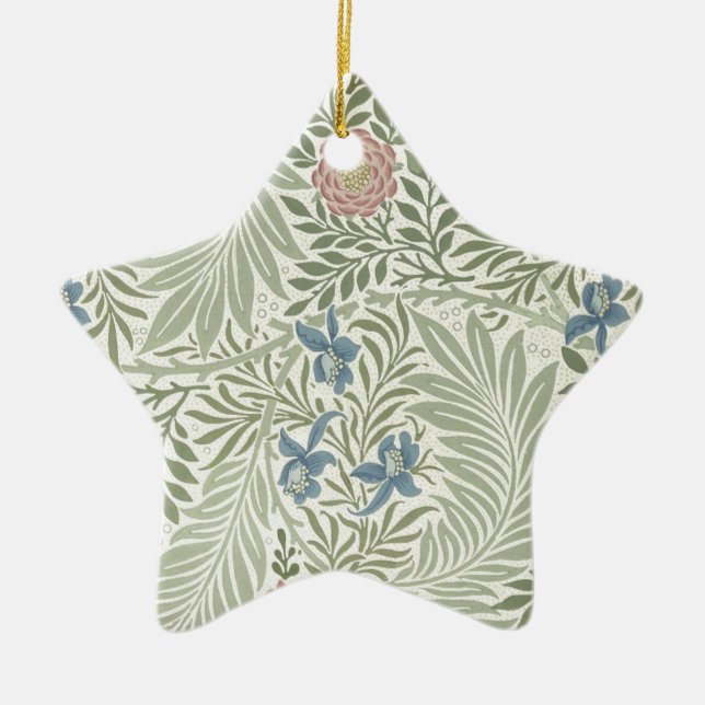 William Morris Larkspur Floral Wallpaper Ceramic Ornament (Front)