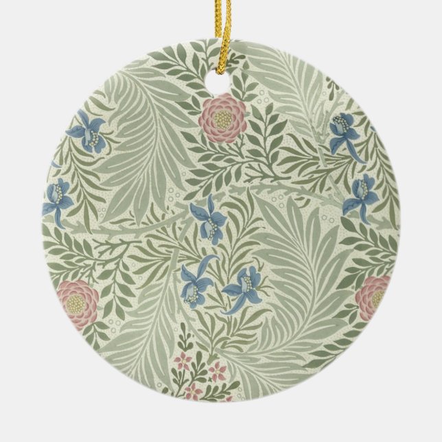 William Morris Larkspur Floral Wallpaper Ceramic Ornament (Front)