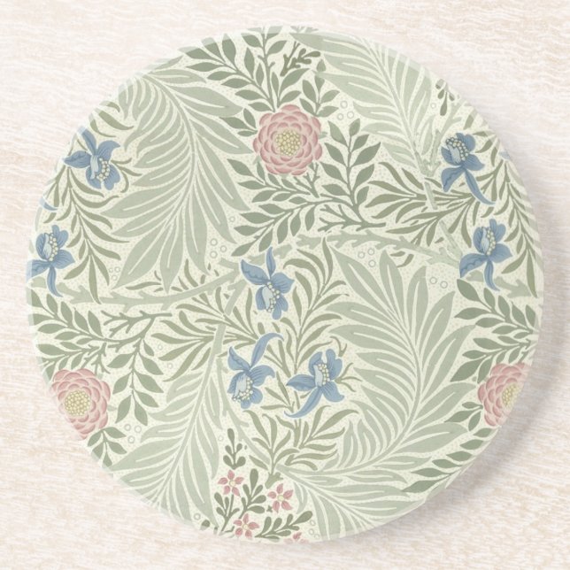William Morris Larkspur Floral Wallpaper Drink Coaster (Front)