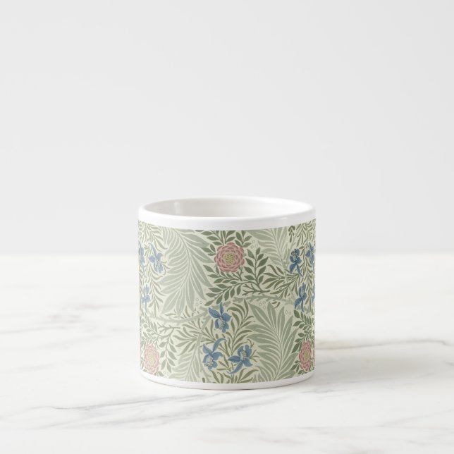 William Morris Larkspur Floral Wallpaper Espresso Cup (Front)