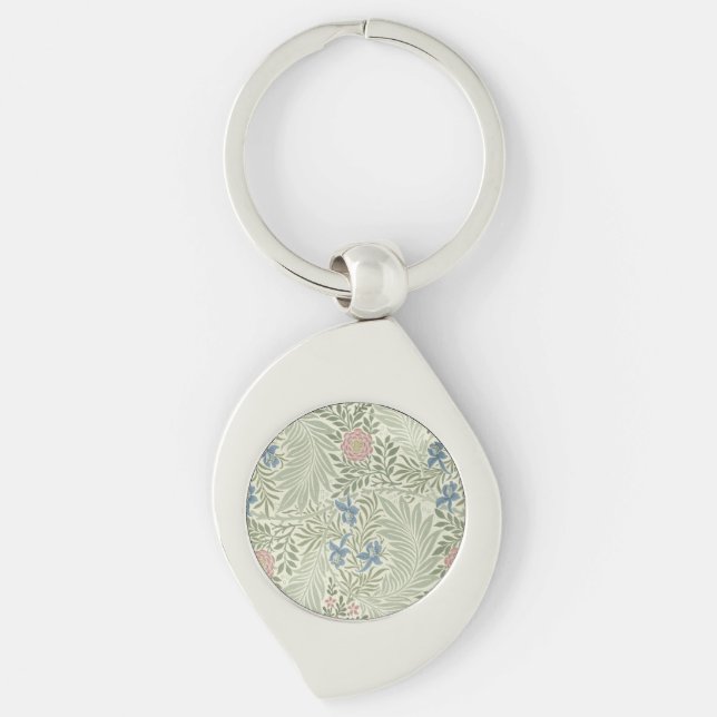 William Morris Larkspur Floral Wallpaper Keychain (Front)