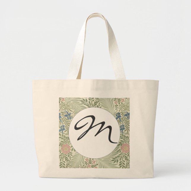 William Morris Larkspur Floral Wallpaper Large Tote Bag (Front)