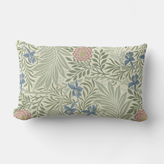William Morris Larkspur Floral Wallpaper Lumbar Pillow (Front)