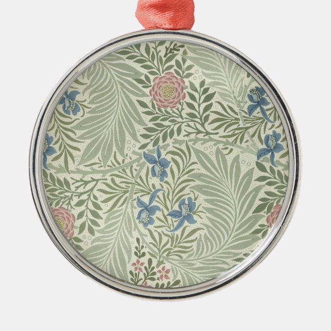 William Morris Larkspur Floral Wallpaper Metal Ornament (Front)