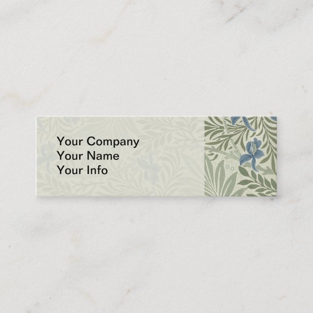 William Morris Larkspur Floral Wallpaper Mini Business Card (Front)