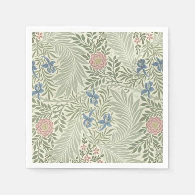 William Morris Larkspur Floral Wallpaper Paper Napkins (Front)