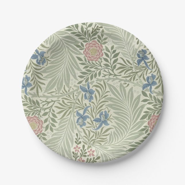 William Morris Larkspur Floral Wallpaper Paper Plates (Front)