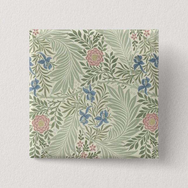 William Morris Larkspur Floral Wallpaper Pinback Button (Front)