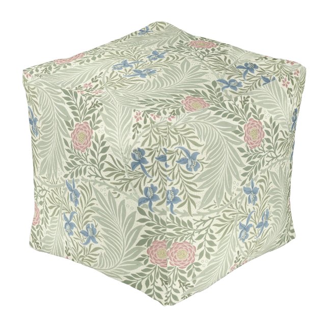 William Morris Larkspur Floral Wallpaper Pouf (Angled Front)