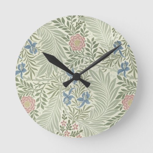 William Morris Larkspur Floral Wallpaper Round Clock