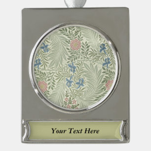 William Morris Larkspur Floral Wallpaper Silver Plated Banner Ornament