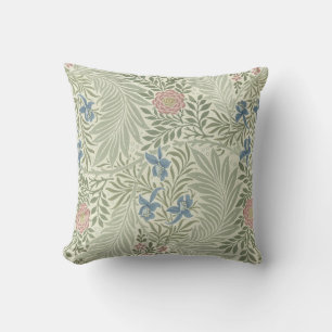 William Morris Larkspur Floral Wallpaper Throw Pillow