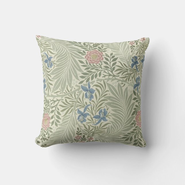 William Morris Larkspur Floral Wallpaper Throw Pillow (Front)