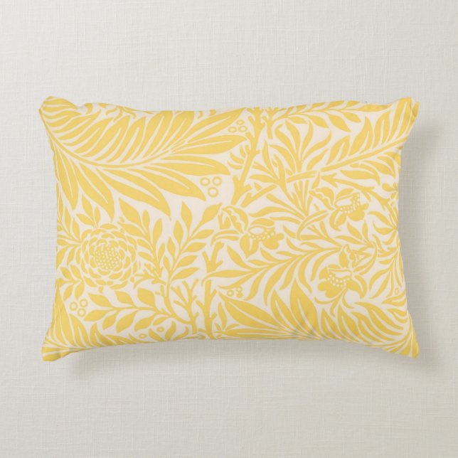 William Morris - Larkspur Leaves & Flower Pattern Accent Pillow (Front)