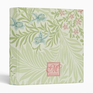 William Morris - Larkspur - Pink Flowers & Leaves 3 Ring Binder