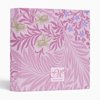 William Morris - Larkspur - Pink Flowers & Leaves  3 Ring Binder