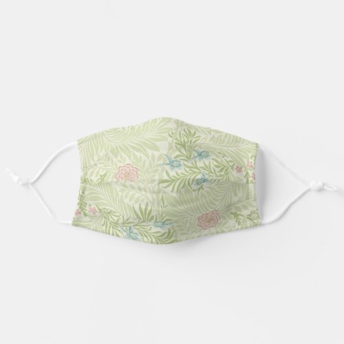 William Morris _ Larkspur _ Pink Flowers  Leaves Adult Cloth Face Mask