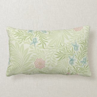 William Morris - Larkspur - Pink Flowers & Leaves Lumbar Pillow