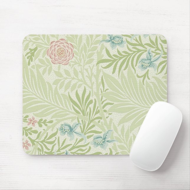 William Morris - Larkspur - Pink Flowers & Leaves Mouse Pad (With Mouse)