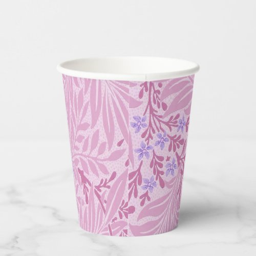 William Morris _ Larkspur _ Pink Flowers  Leaves Paper Cups