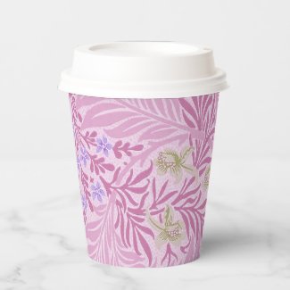 William Morris - Larkspur - Pink Flowers & Leaves Paper Cups